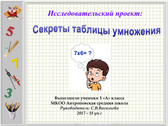 Проект секреты таблицы умножения