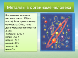 Химия и элементы в организме человека, слайд 20