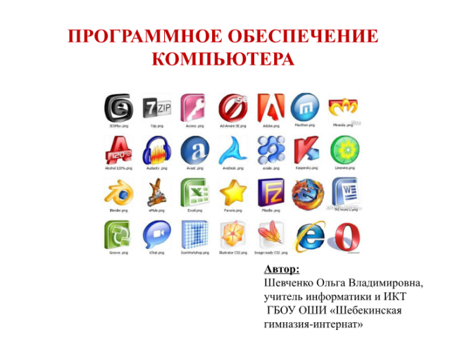 Презентация по информатике на тему программное обеспечение компьютера 7 класс