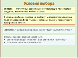 Условия выбора. 8 Класс, слайд 5