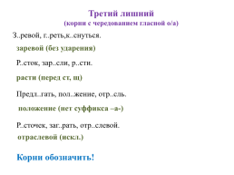 Третий лишний (корни с чередованием гласной о/а), слайд 1