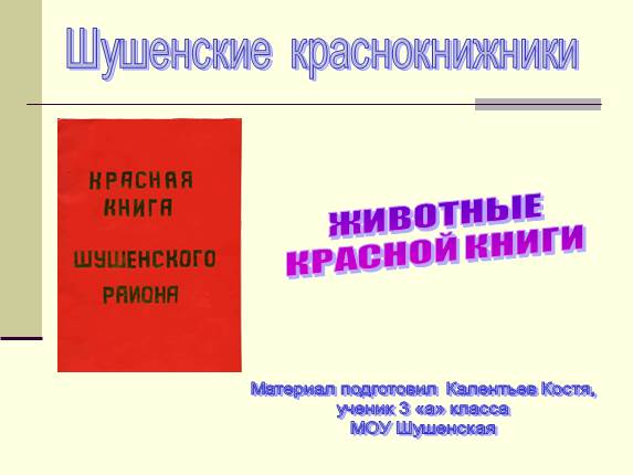 Животные Красной книги Шушенского района