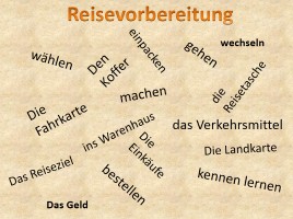 К уроку немецкого языка в 8 классе по теме «Подготовка к путешествию», слайд 7