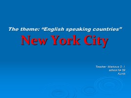 English speaking countries - New York City