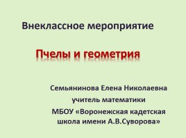 Внеклассное мероприятие по математике «Пчелы и геометрия», слайд 1