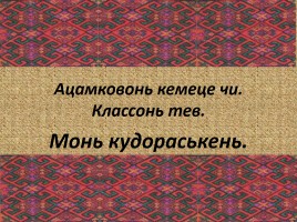 Ацамковонь кемеце чи - Классонь тев - Монь кудораськень, слайд 3