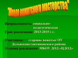 Программа обучения старших вожатых «Школа вожатского мастерства», слайд 9