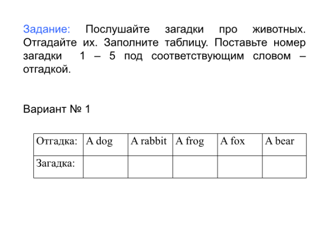 Послушайте загадки про животных