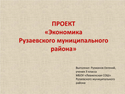 Проект «Экономика Рузаевского муниципального района», слайд 1