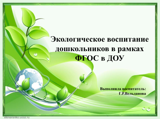 Экологическое воспитание дошкольников в рамках ФГОС в ДОУ