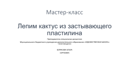 Мастер-класс лепим Кактус из застывающего пластилина, слайд 1