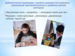 Сенсорная развитие дошкольников с ОВЗ по средствам игровой деятельности «страна игрушек», слайд 15