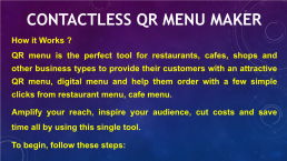 Contactless qr menu maker, слайд 2