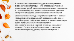 Социально-экономические методы в организации социальной работы в учреждениях социальной защиты, слайд 11