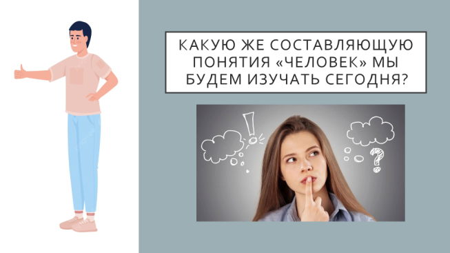 Какую же составляющую понятия «Человек» мы будем изучать сегодня?