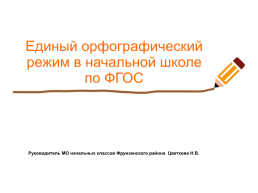 Единый орфографический режим в начальной школе по ФГОС, слайд 1