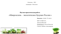 Микрозелень – экологическое будущее России, слайд 1