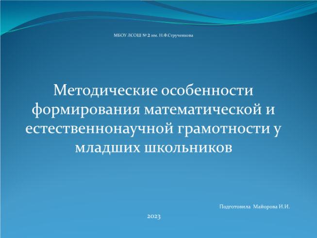 Особенности формирования математической и естественнонаучной грамотности у младших школьников